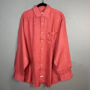 CP Company Linen Shirt Mens XL 3 Coral Button Down Long Sleeve Workwear Italy